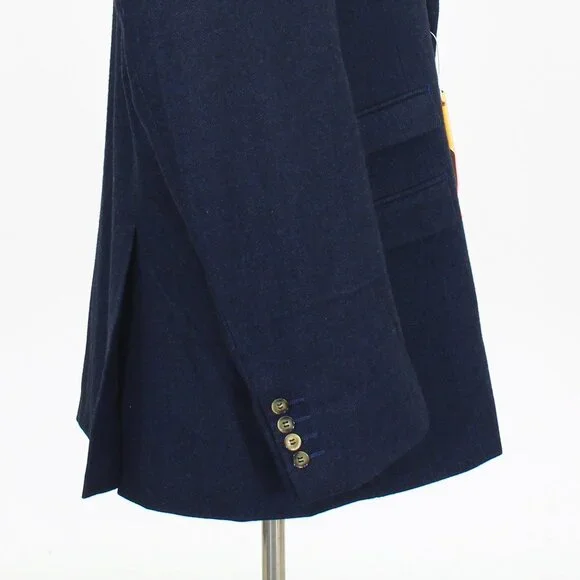 Moran X 52L 46x33 Navy Full Suit 3-Piece 2-Button Herringbone R585